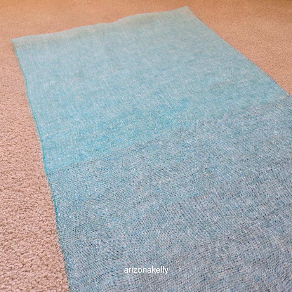 NWOT Linen Scarf Gradient Blue Ombre - Picture 12 of 14